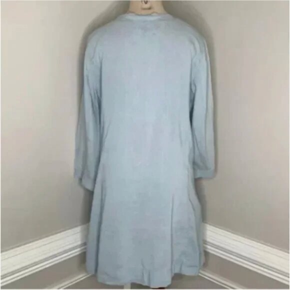 Eileen Fisher Linen Blend Long Sleeve Lagenlook Front Button Dress Size PM - Picture 3 of 10